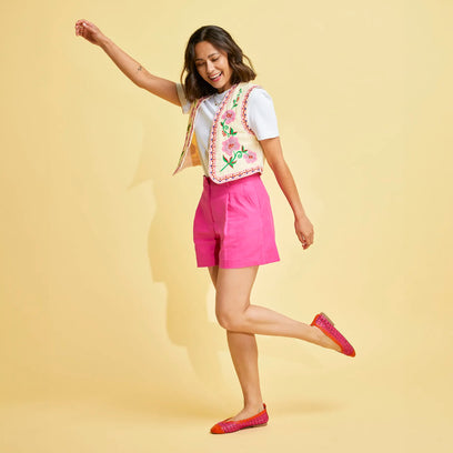 Brisa Dames Ballerina’s Leer Fuxia