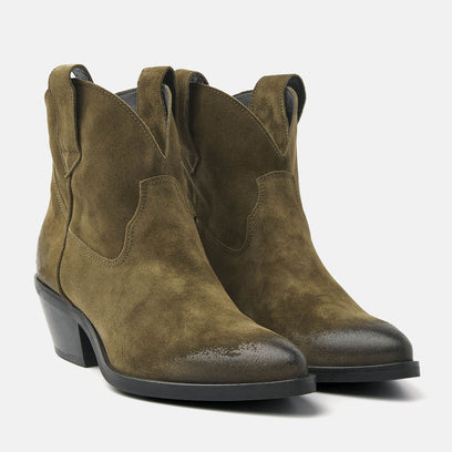 Gigi Dames Enkellaarsjes Suede Green