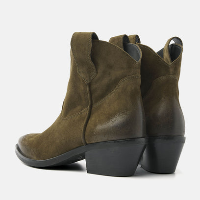 Gigi Dames Enkellaarsjes Suede Green