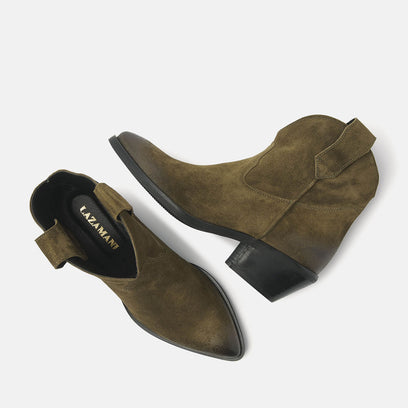 Gigi Dames Enkellaarsjes Suede Green