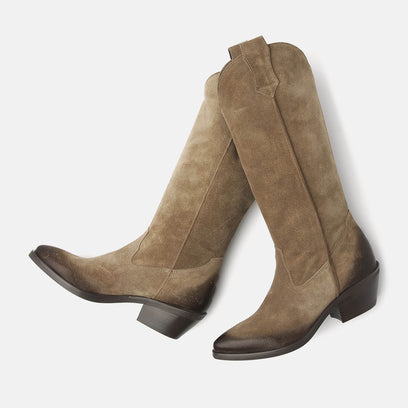 Amy Dames Laarzen Suede Sand