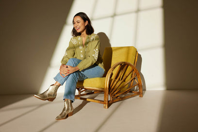 Arianna Leren Dames Enkellaarsjes Gold