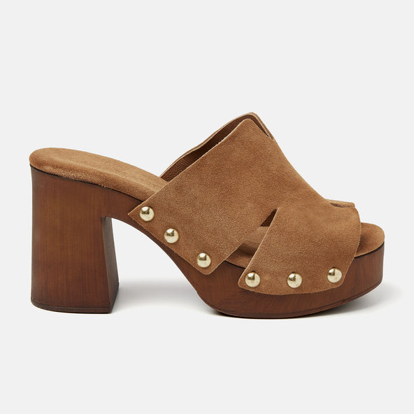 Elena Suede Dames Clogs Cuoio Elena Suede Dames Clogs Cuoio