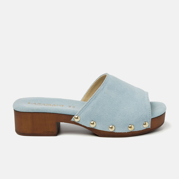 Bella Suede Dames Clogs Blue Bella Suede Dames Clogs Blue