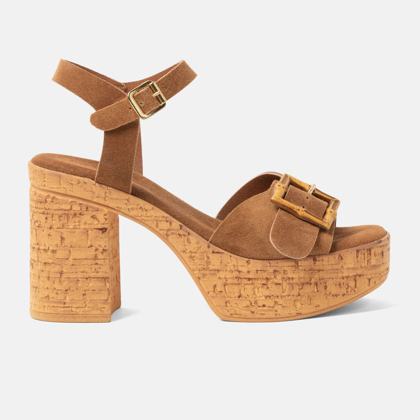 Abril Dames Sandalen Suede Cognac