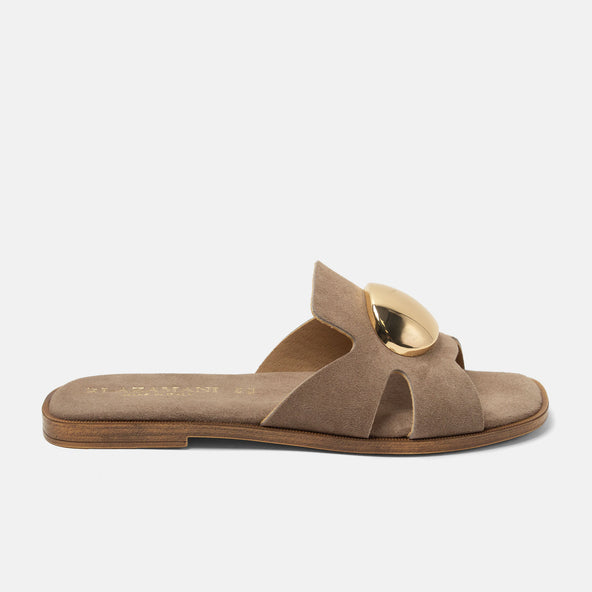 Zola Dames Slippers Suede Taupe Zola Dames Slippers Suede Taupe