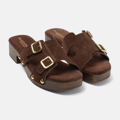 Aria Dames Clogs Suede Brown