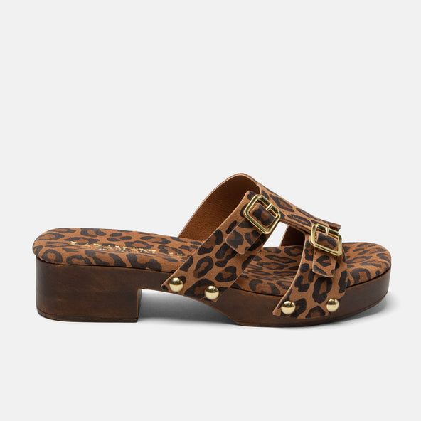 Aria Dames Clogs Suede Leopard Aria Dames Clogs Suede Leopard