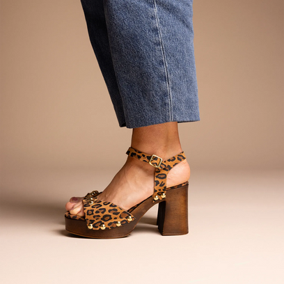 Luisa Dames Clogs Suede Leopard