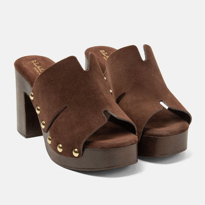 Juna Dames Clogs Suede Brown