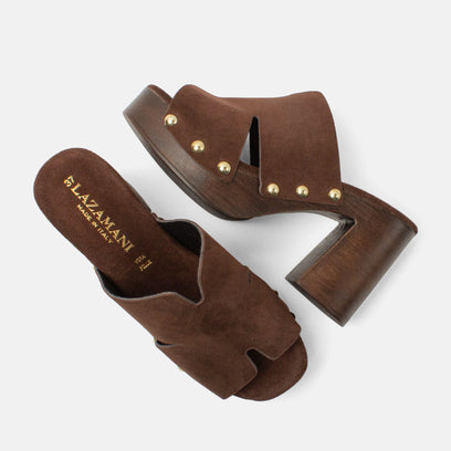 Juna Dames Clogs Suede Brown