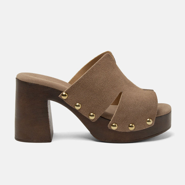 Juna Dames Clogs Suede Taupe Juna Dames Clogs Suede Taupe