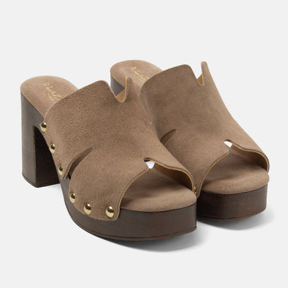 Juna Dames Clogs Suede Taupe