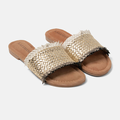Candie Dames Slippers Leer Platino