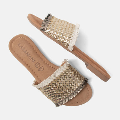 Candie Dames Slippers Leer Platino