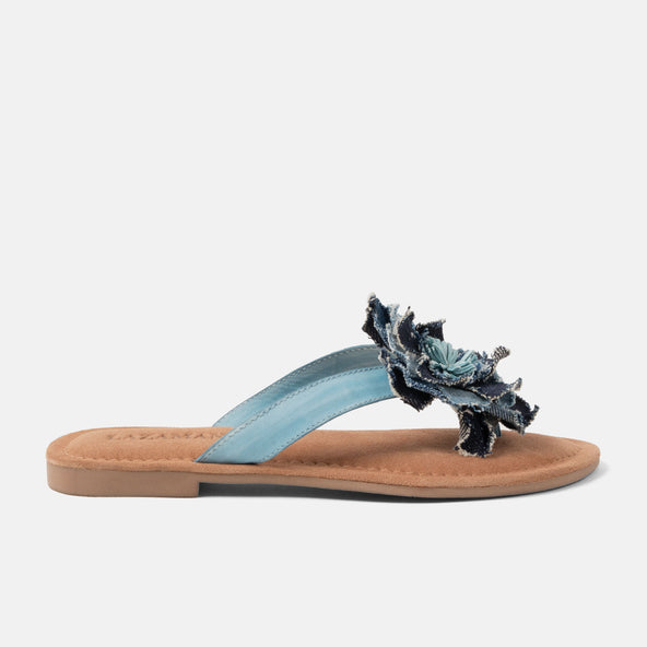 Peony Dames Slippers Leer Denim Peony Dames Slippers Leer Denim
