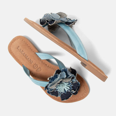 Peony Dames Slippers Leer Denim