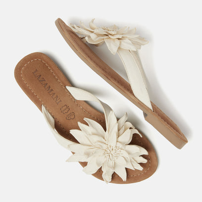 Daisy Leren Dames Slippers Off-White