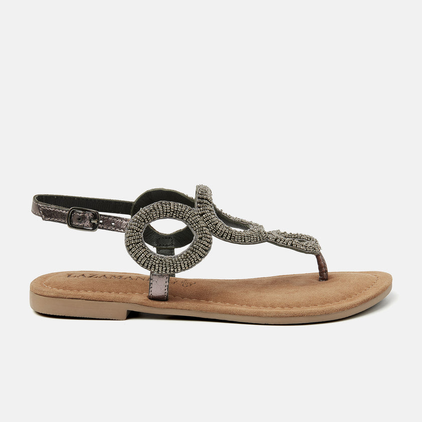 Gita Leren Dames Sandalen Pewter