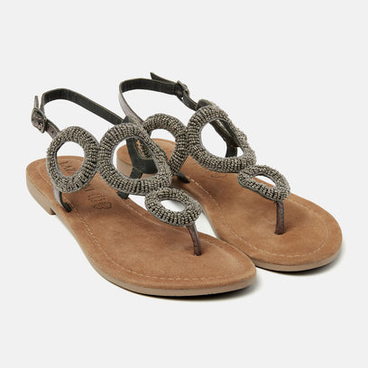 Gita Leren Dames Sandalen Pewter