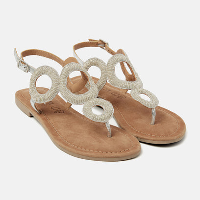 Gita Leren Dames Sandalen Silver