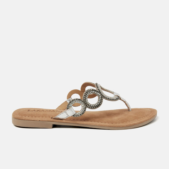 Arielle Leren Dames Slippers Silver Arielle Leren Dames Slippers Silver