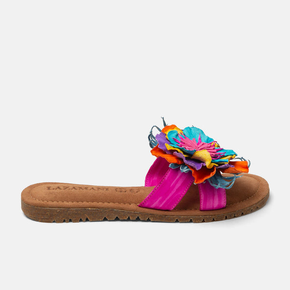 Zinnia Dames Slippers Leer Fuxia Zinnia Dames Slippers Leer Fuxia