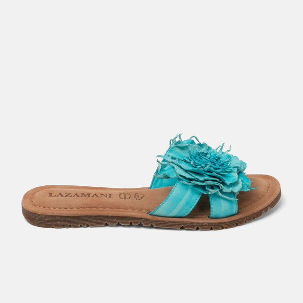 Zinnia Dames Slippers Leer Turquoise Zinnia Dames Slippers Leer Turquoise