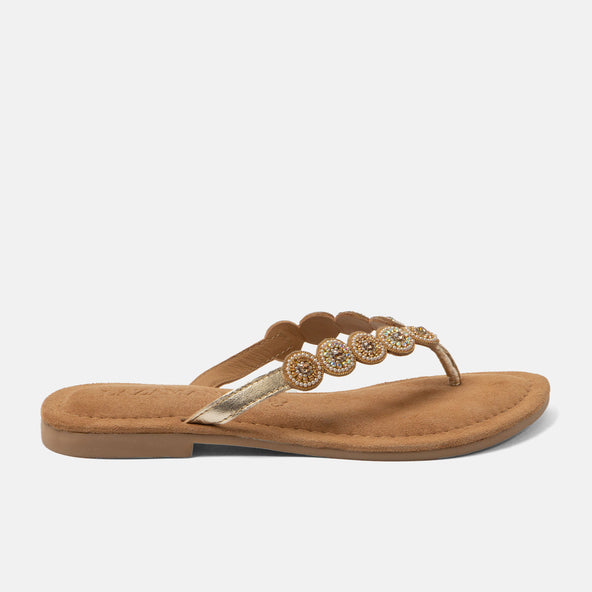 Lea Dames Slippers Leer Gold Lea Dames Slippers Leer Gold