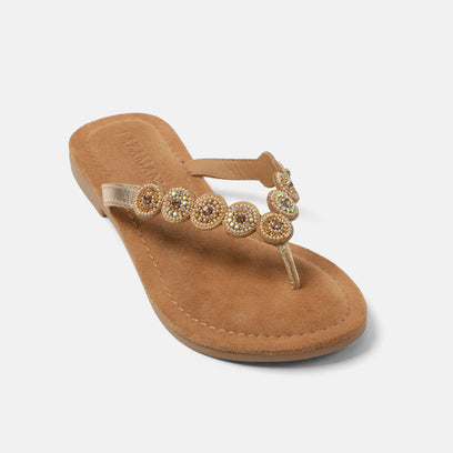 Lea Dames Slippers Leer Gold