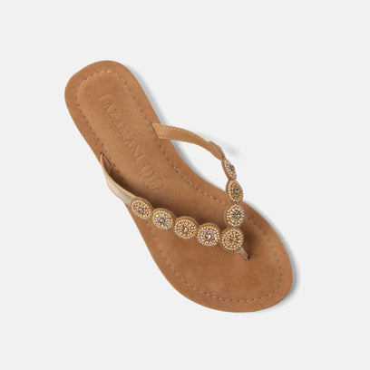 Lea Dames Slippers Leer Gold