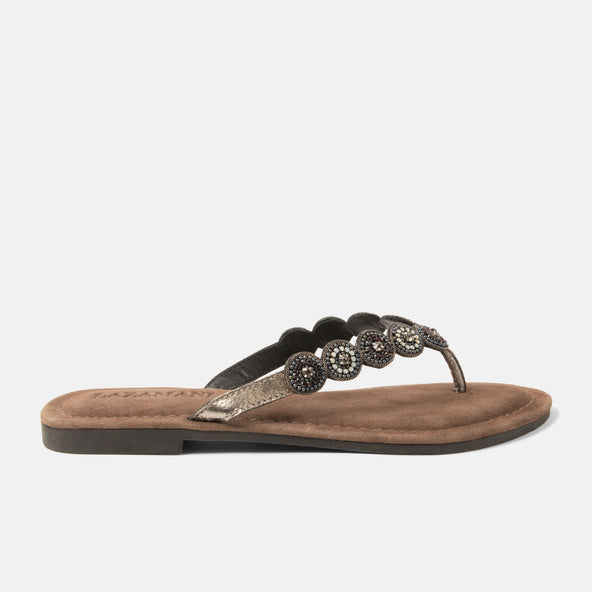 Lea Dames Slippers Leer Pewter Lea Dames Slippers Leer Pewter