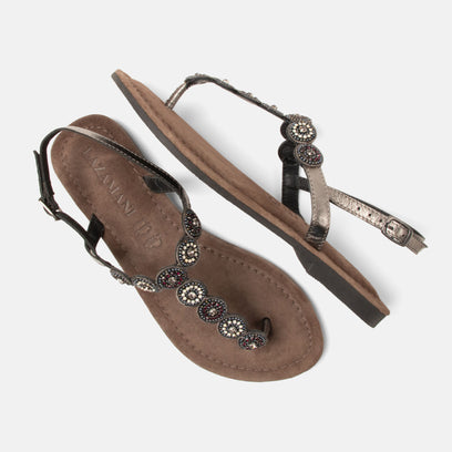 Luz Dames Sandalen Leer Pewter
