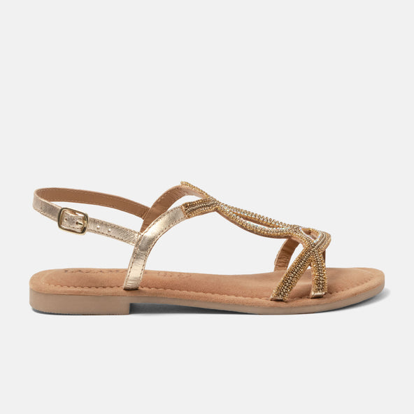 Malia Dames Sandalen Leer Gold Malia Dames Sandalen Leer Gold