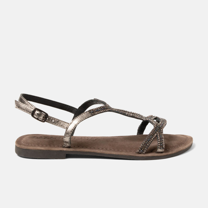 Malia Dames Sandalen Leer Pewter