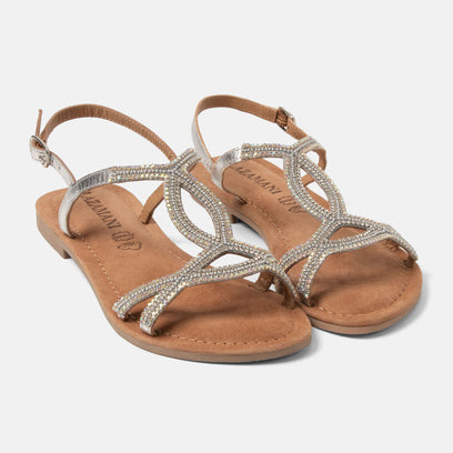 Malia Dames Sandalen Leer Silver
