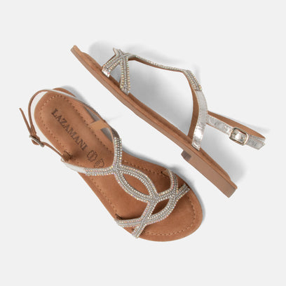 Malia Dames Sandalen Leer Silver