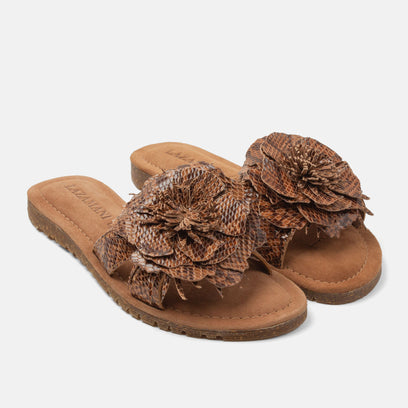 Moa Dames Slippers Suede Tan