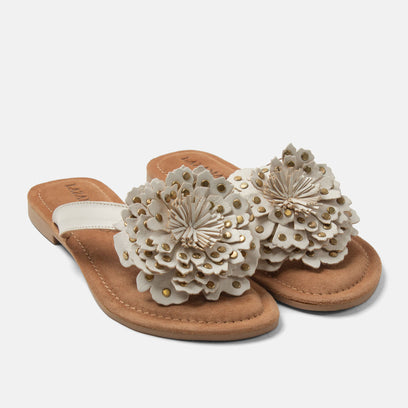 Kira Dames Teenslippers Leer White