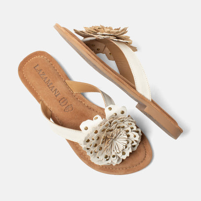 Kira Dames Teenslippers Leer White