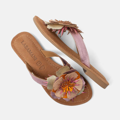 Hilde Dames Teenslippers Leer Rose