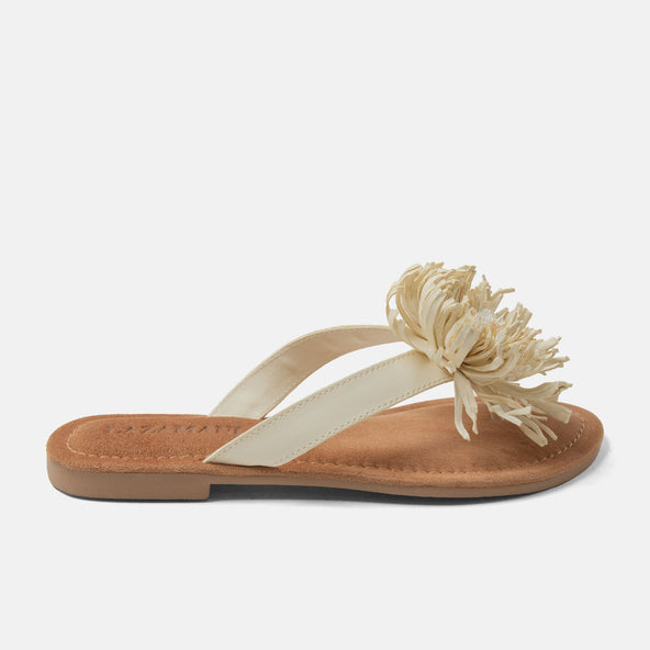 Roza Dames Teenslippers Leer Offwhite Roza Dames Teenslippers Leer Offwhite