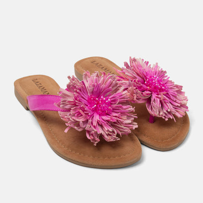 Roza Dames Teenslippers Leer Pink