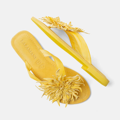 Cynthia Dames Teenslippers Leer Yellow