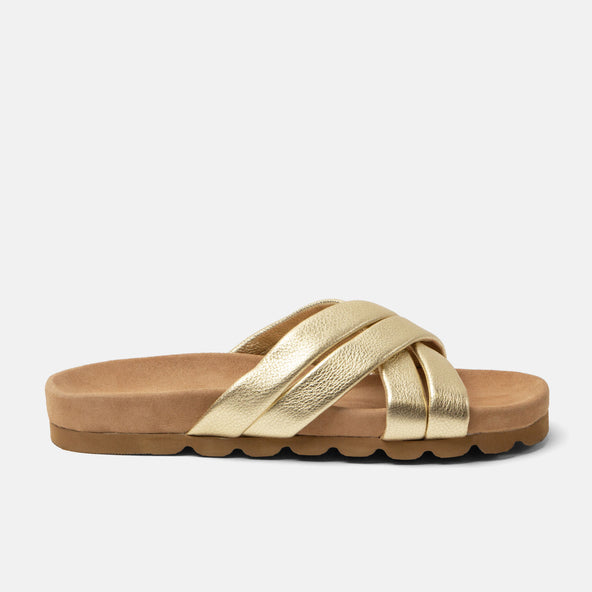 Lee Dames Slippers Leer Gold Lee Dames Slippers Leer Gold