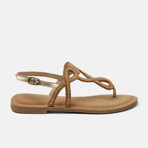 Luus Dames Sandalen Leer Gold Luus Dames Sandalen Leer Gold