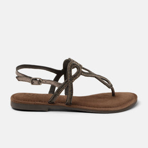 Luus Dames Sandalen Leer Pewter Luus Dames Sandalen Leer Pewter
