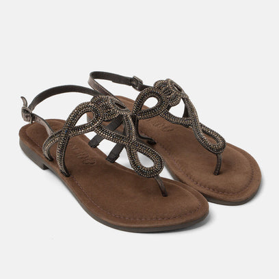 Luus Dames Sandalen Leer Pewter