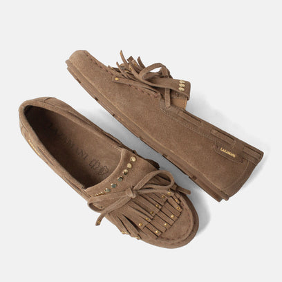 Belle Dames Mocassins Suede Khaki