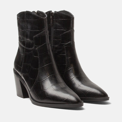 Ot Dames Enkellaarsjes Leer Black